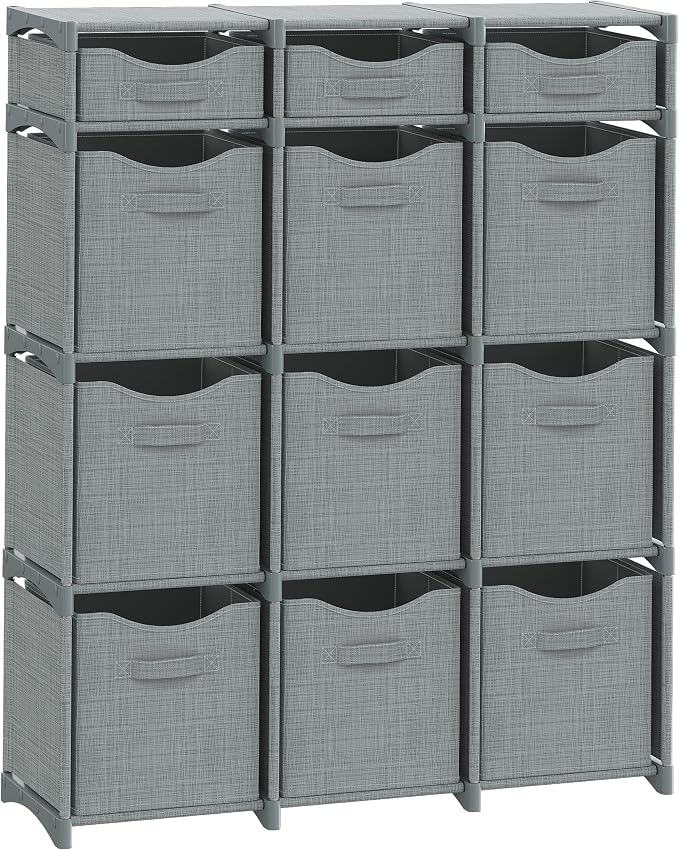 Cube Storage Organizer with Storage Bins Included - The Perfect Closet Organizers and Storage Solution. Includes 12 Storage Cubes, Great For Toy Storage, Closet Storage, Clothes Storage (Grey) by Neaterize